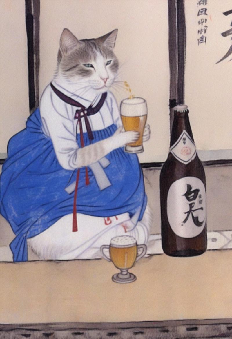 60251-503640595-sd_xl_base_1.0_0.9vae-Euler a-best quality shinyunbok painting a cat wearing dress.png